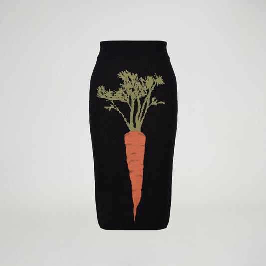 Knit Skirt with Carrot Motif