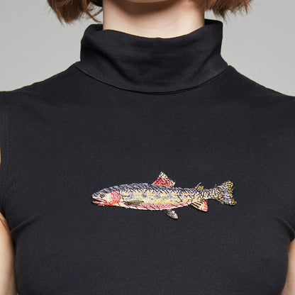 Embroidered Turtleneck Tank