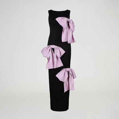 Maxi Pink Bow Evening Gown