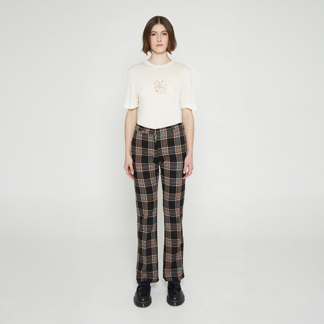 Plaid Straight Leg Pant