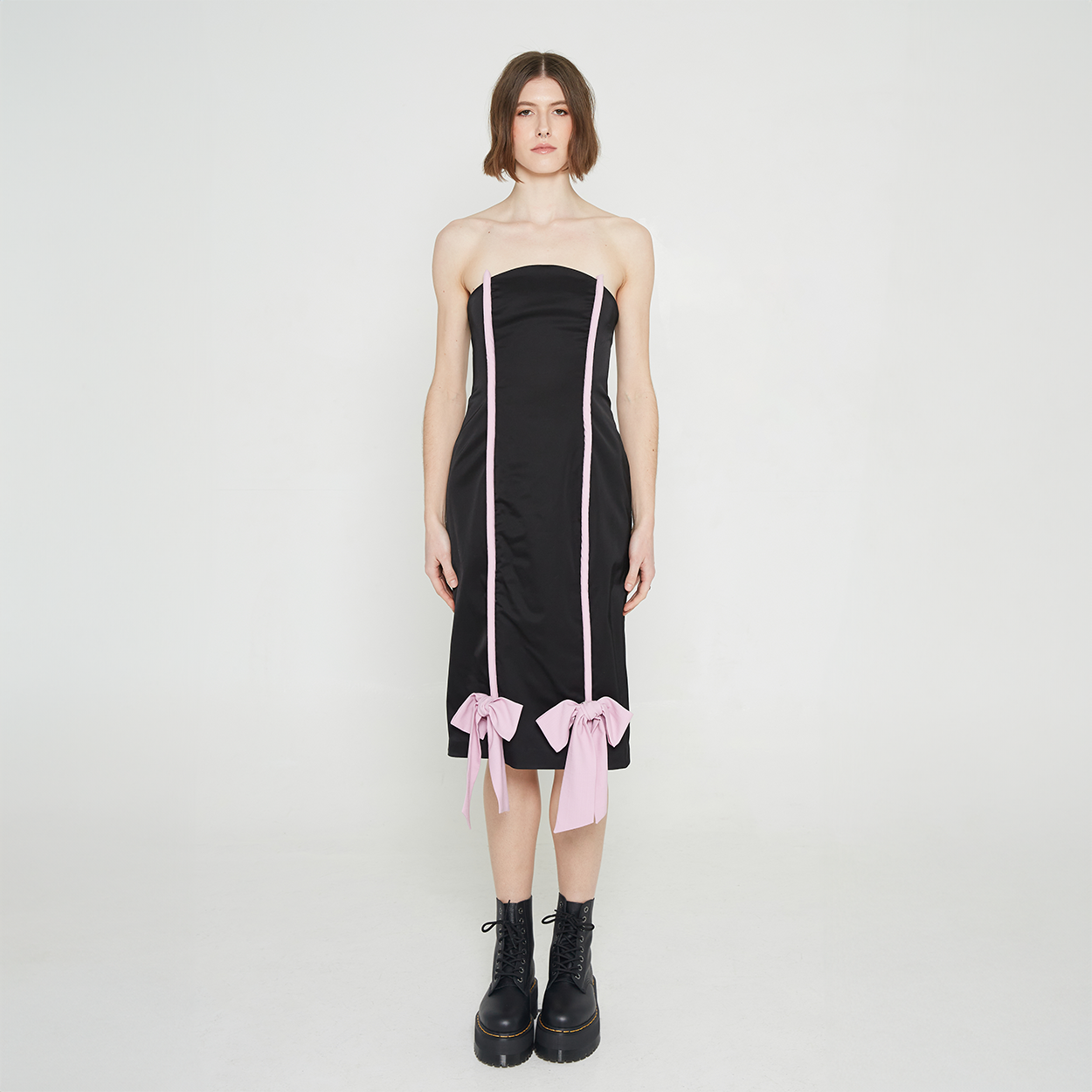 Black Midi Dress with Bows