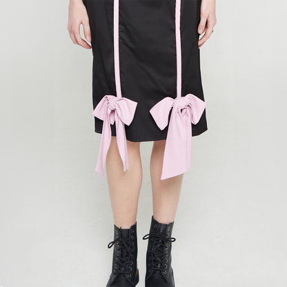 Black Midi Dress with Bows