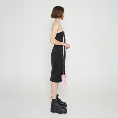 Black Midi Dress with Bows