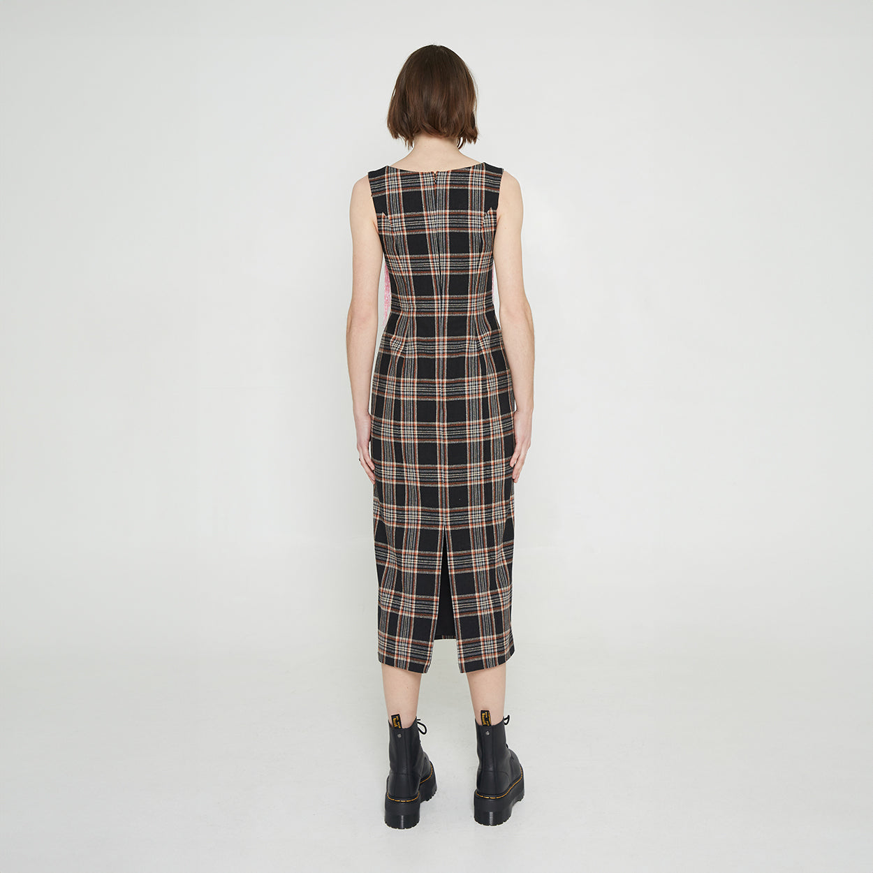 Plaid Beaded Midi Dress